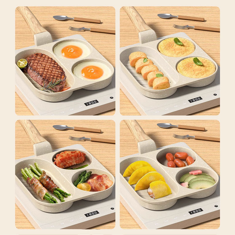 3-i-1-frukoststekpanna – Non-stick, jämn värmefördelning och tidsbesparande design