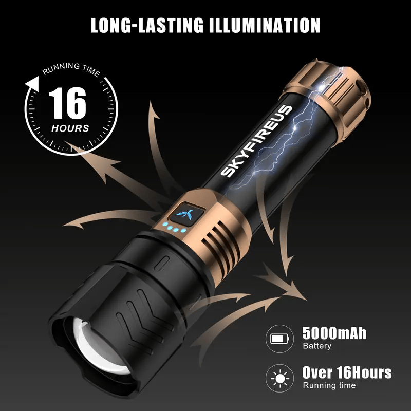 SKYFIRE 1097 ficklampa starkt ljus ultraljust utomhuscamping hemma lång räckvidd bärbar ultralång uthållighetsbelysning