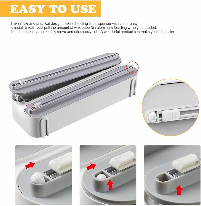 ✨3% rabattkod: NOR3✨Magnetic Cling Film Cutter – Kitchen Organizer for Foil and Cling Film; Wall-Mounted Holder Featuring Foil Cutting and Paper Towel Dispensing Functions