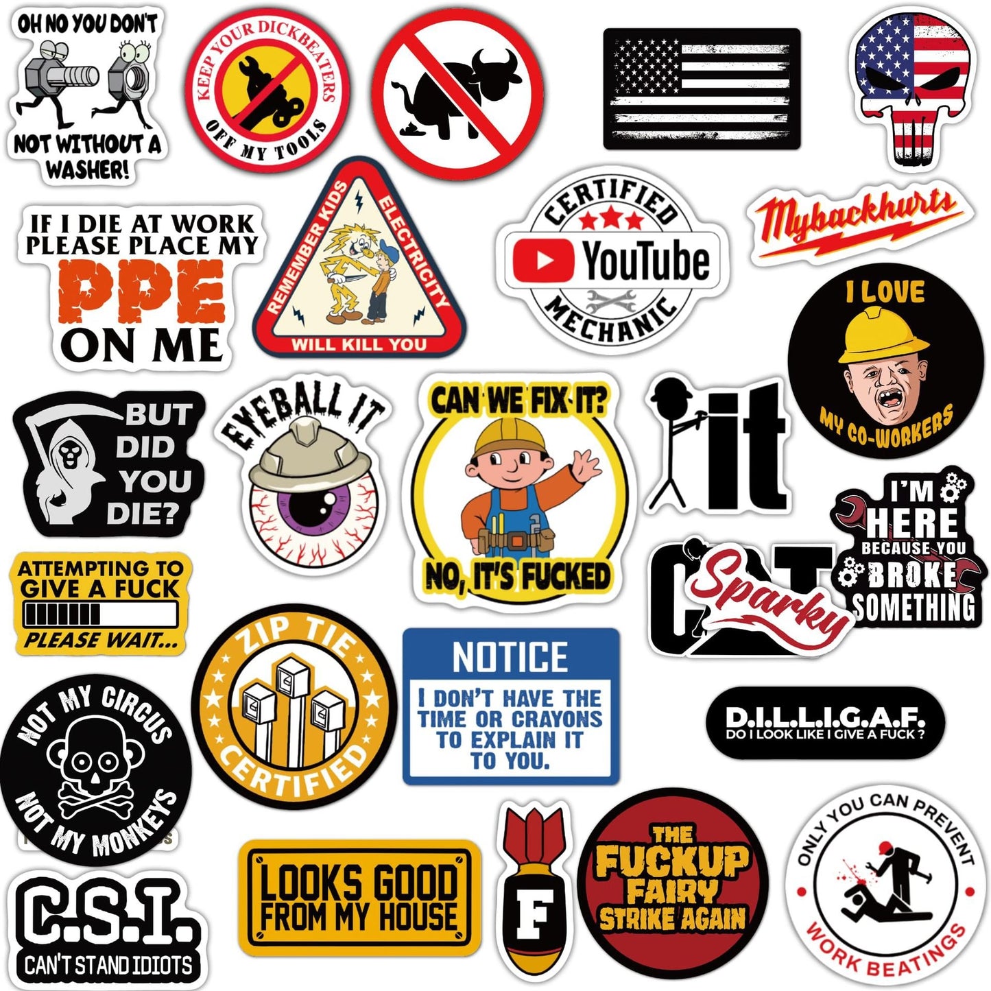 🔥 🔥150Pcs Blue Collar Funny Stickers 👷♂️