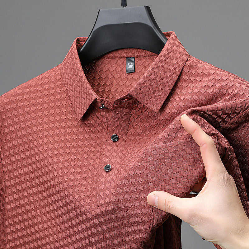 📢📢50% RABATT!! ⏰ Herrskjorta med textur och kortärmad design