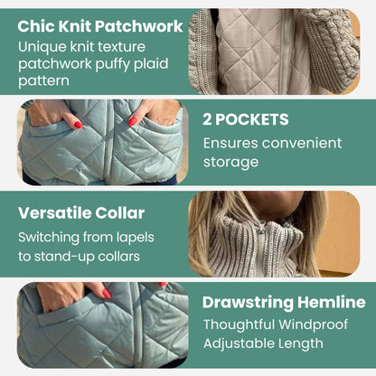 📣Höstspecial🍁Damers stickade patchwork-pufferjacka✨3% rabattkod: NOR3