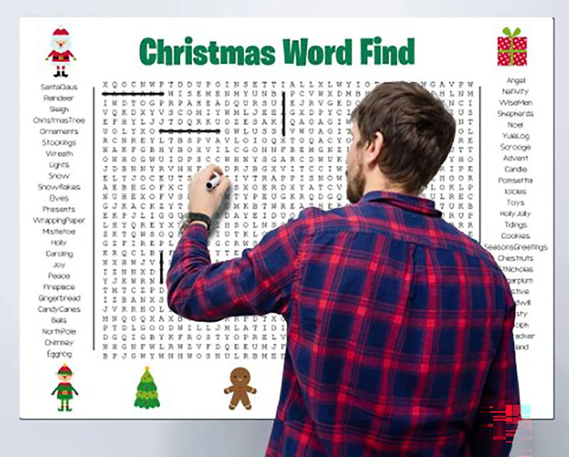 ⏰ Jättestor ordsöksaffisch för Thanksgiving och jul – Jättestor vägglek 90x60 cm! 🎉