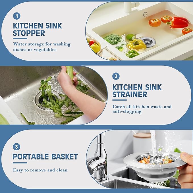 💧KÖP 3 FÅ 1 GRATIS💧SISTA DAGEN 60 % RABATT – Uppgraderat 3-i-1-avloppfilter för diskhoar