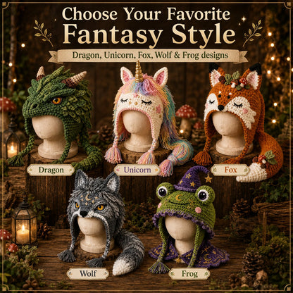 🐉✨ Gör-det-själv-virkningssats för fantasyhuva | Mjukt premiumgarn med steg-för-steg-instruktion | Bärbar karaktärshuva 🧶🎭✨3% rabattkod: NOR3