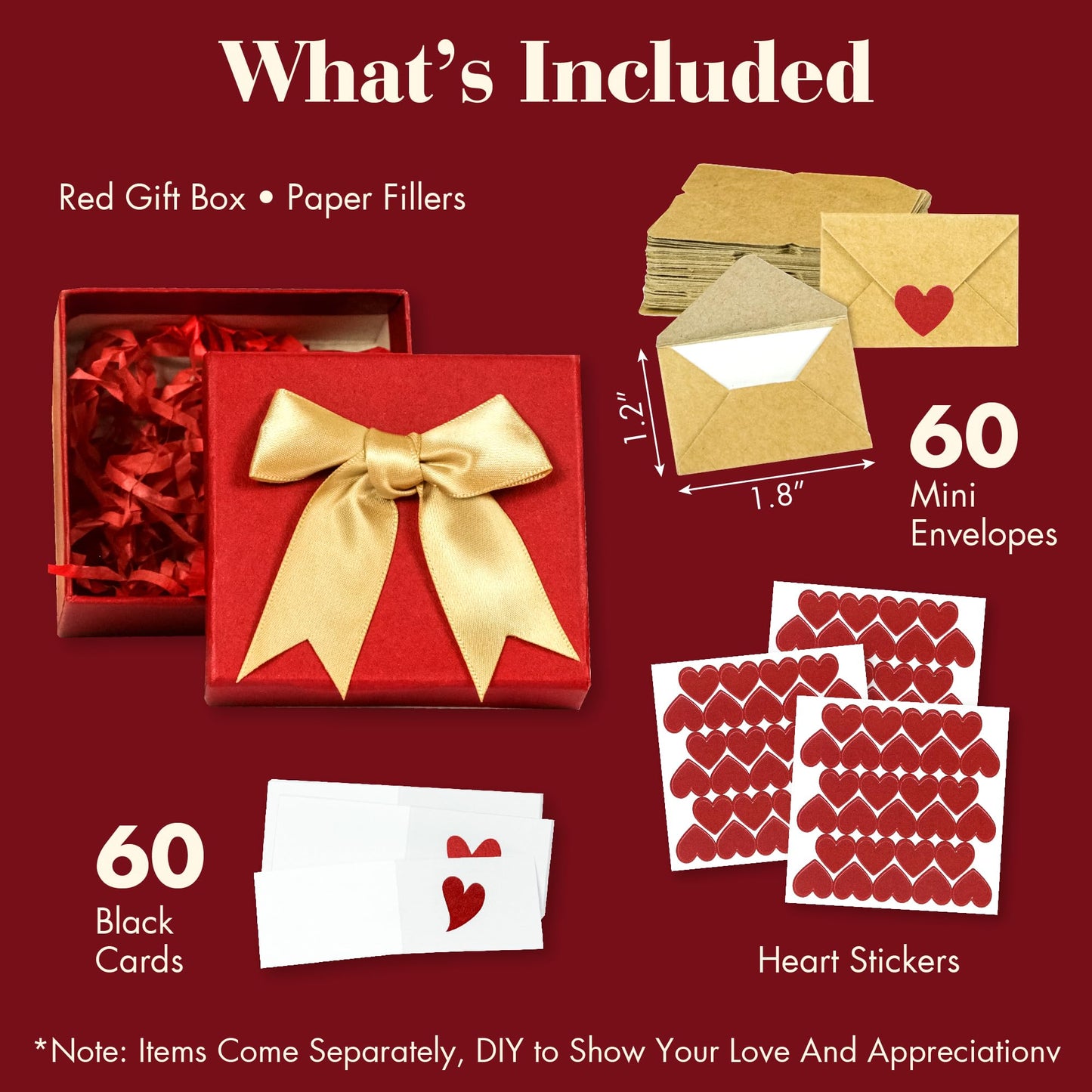 30/60 Mini Love Notes & Envelopes Set