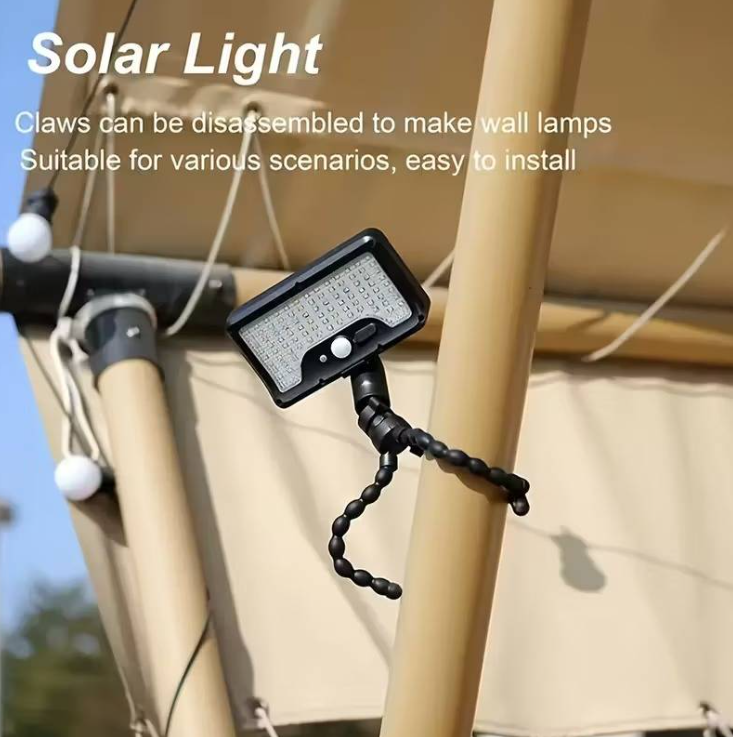 🌞 Solcellsdriven LED-remsa med bläckfiskformat fäste – Smart rörelsesensor, lämplig för utomhusbruk! 💡