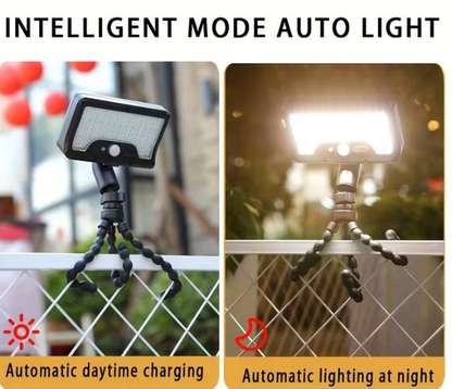 🌞 Solcellsdriven LED-remsa med bläckfiskformat fäste – Smart rörelsesensor, lämplig för utomhusbruk! 💡
