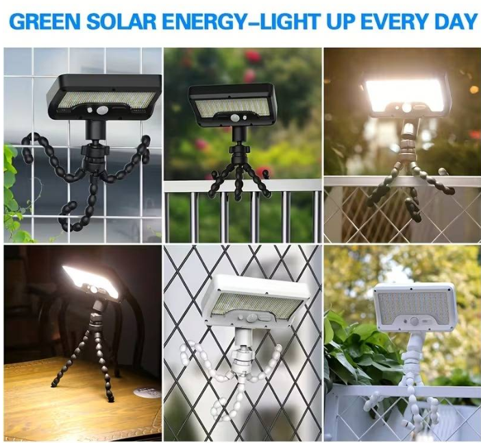 🌞 Solcellsdriven LED-remsa med bläckfiskformat fäste – Smart rörelsesensor, lämplig för utomhusbruk! 💡