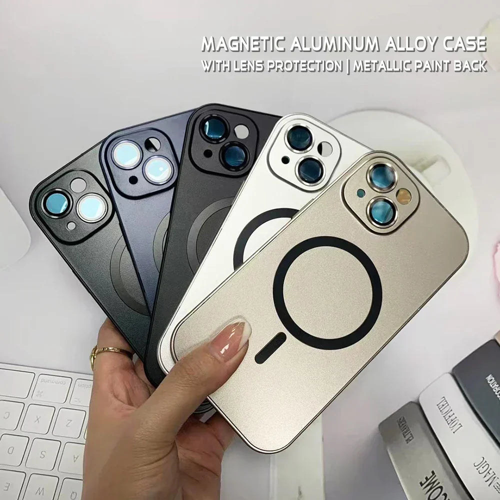 Enkelt magnetiskt mobilskal i metall för iPhone