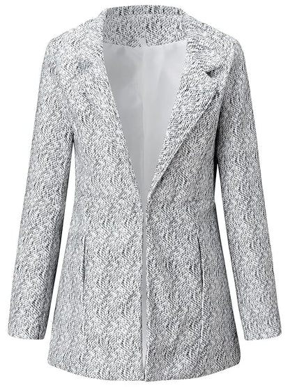 Women's Solid Color Pocket Long Sleeve Open Front Coat
