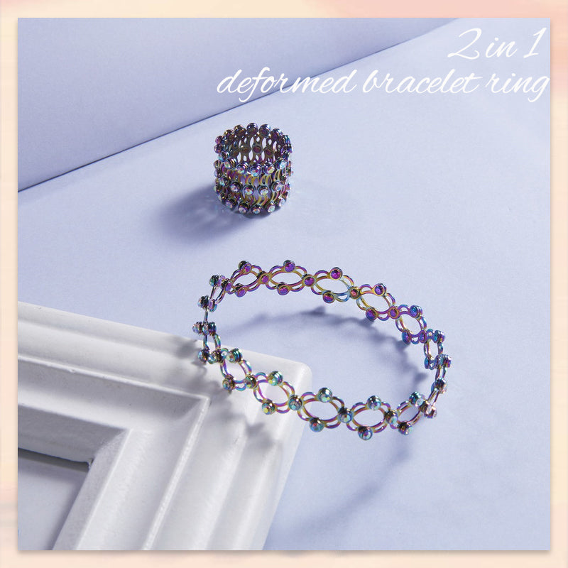 2 i 1 Justerbar magnetisk terapi transformerande armband ring