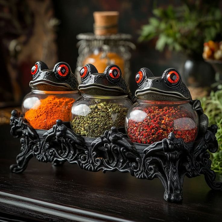 Handgjorda Witchy Frog-apotekskrukor för kryddor 🐸