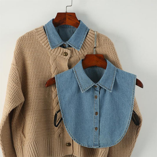 Denim False Collar – The Ultimate Layering Essential for Women 👕✨