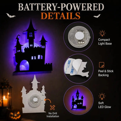 🔥SISTA DAGEN 49% RABATT | Hyresvänliga självhäftande Halloween LED-fönsterlampor, ingen borrning, inga rester, 8 kusliga silhuettdesigner