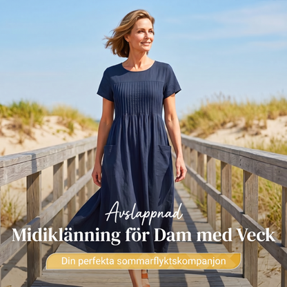 👗 50% RABATT! ✨ Plisserad Klänning för Kvinnor med Korta Ärmar & Fickor – Bomull-Linneblandning, Bekväm & Perfekt för Sommar ☀️