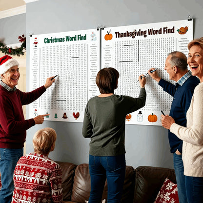 ⏰ Jättestor ordsöksaffisch för Thanksgiving och jul – Jättestor vägglek 90x60 cm! 🎉