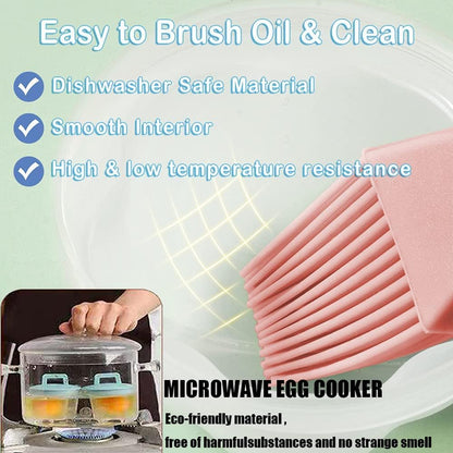 Breakfast Boiled Egg Mold - Set of 4 with Brush