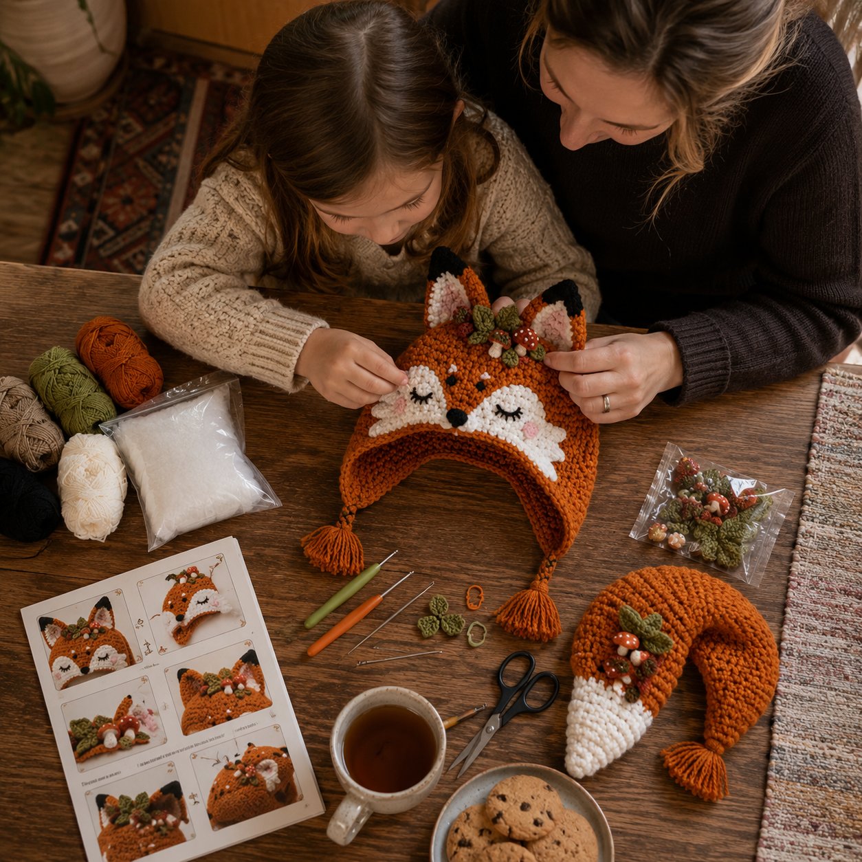 🐉✨ Fantasy-huva virkningsset för DIY | Mjukt premiumgarn med steg-för-steg-instruktioner | Bärbar karaktärshuva 🧶🎭