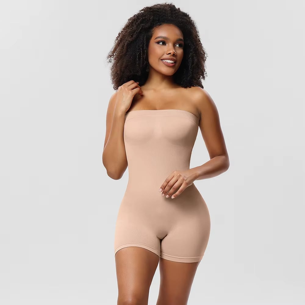 Strapless Tummy Control Bodysuit with Breast Support and Buttocks Lifting
