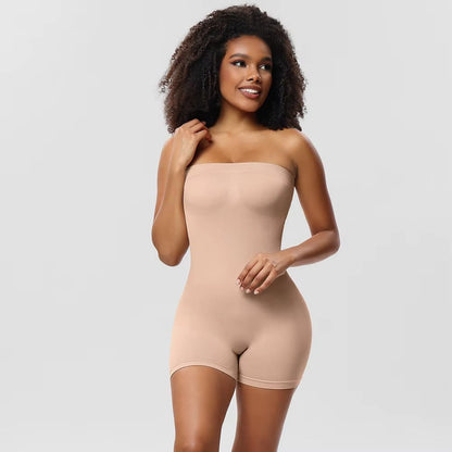 Strapless Tummy Control Bodysuit with Breast Support and Buttocks Lifting