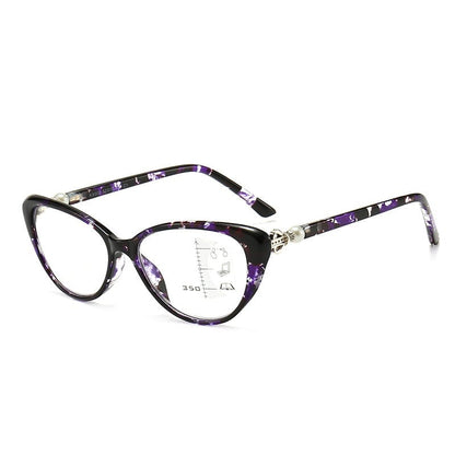 CAT EYE WITH PEARL HINGE PROGRESSIVE MULTIFOCAL READING GLASSES