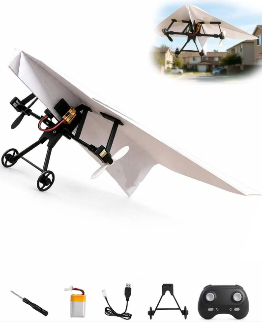 Up RC Pappersflygplansbyggsats med Gyro-stabilisator – DIY Elektriskt Fjärrstyrt Flygplan med Dubbla Propeller, Lätt Hopfällbar Flygande STEM-leksak