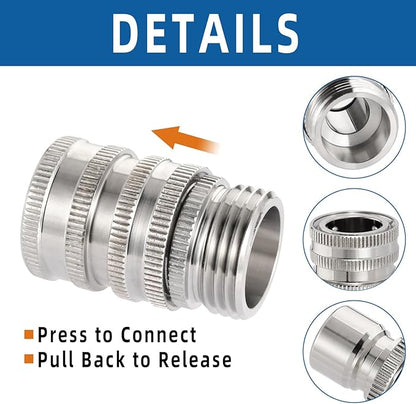 🍃Stainless Steel Garden Hose Quick Connect Fittings Set