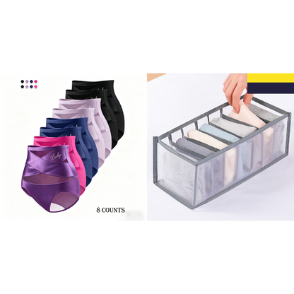 🌸Sista dagen - Köp 1 få 3-pack✨Plus-Size trosor med hög midja och korsade magkontroller