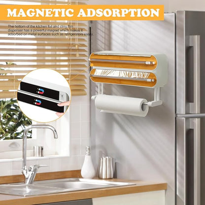 ✨3% rabattkod: NOR3✨Magnetic Cling Film Cutter – Kitchen Organizer for Foil and Cling Film; Wall-Mounted Holder Featuring Foil Cutting and Paper Towel Dispensing Functions