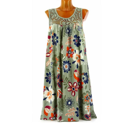 💕 Elegant ärmlös blommig klänning för dam✨3% rabattkod: NOR3