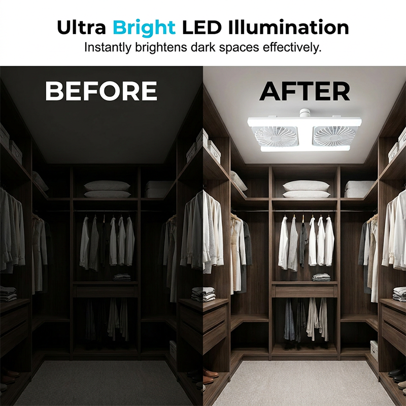 📢📢Fri frakt⏰Takfläkt med dubbla huvuden och LED-ljus – Modern design med fjärrkontroll för vardagsrum och sovrum