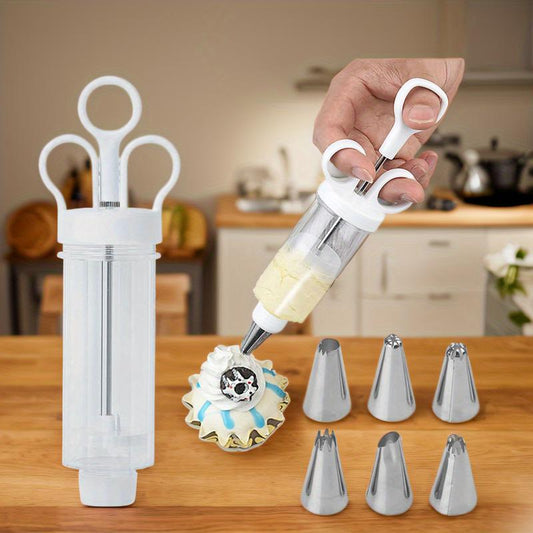 🎂 50% RABATT! 🧁 Tårtdekoreringssats med spritspistol – 6 munstycken, rostfritt & lättanvänt ✨