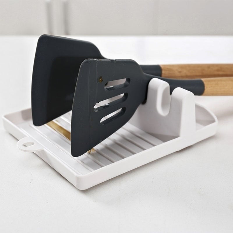 🔥Hot Selling⚡Kitchen Spoon Holders Fork Spatula Rack Shelf Organizer Plastic Chopsticks Holder Non-slip Spoons Pad