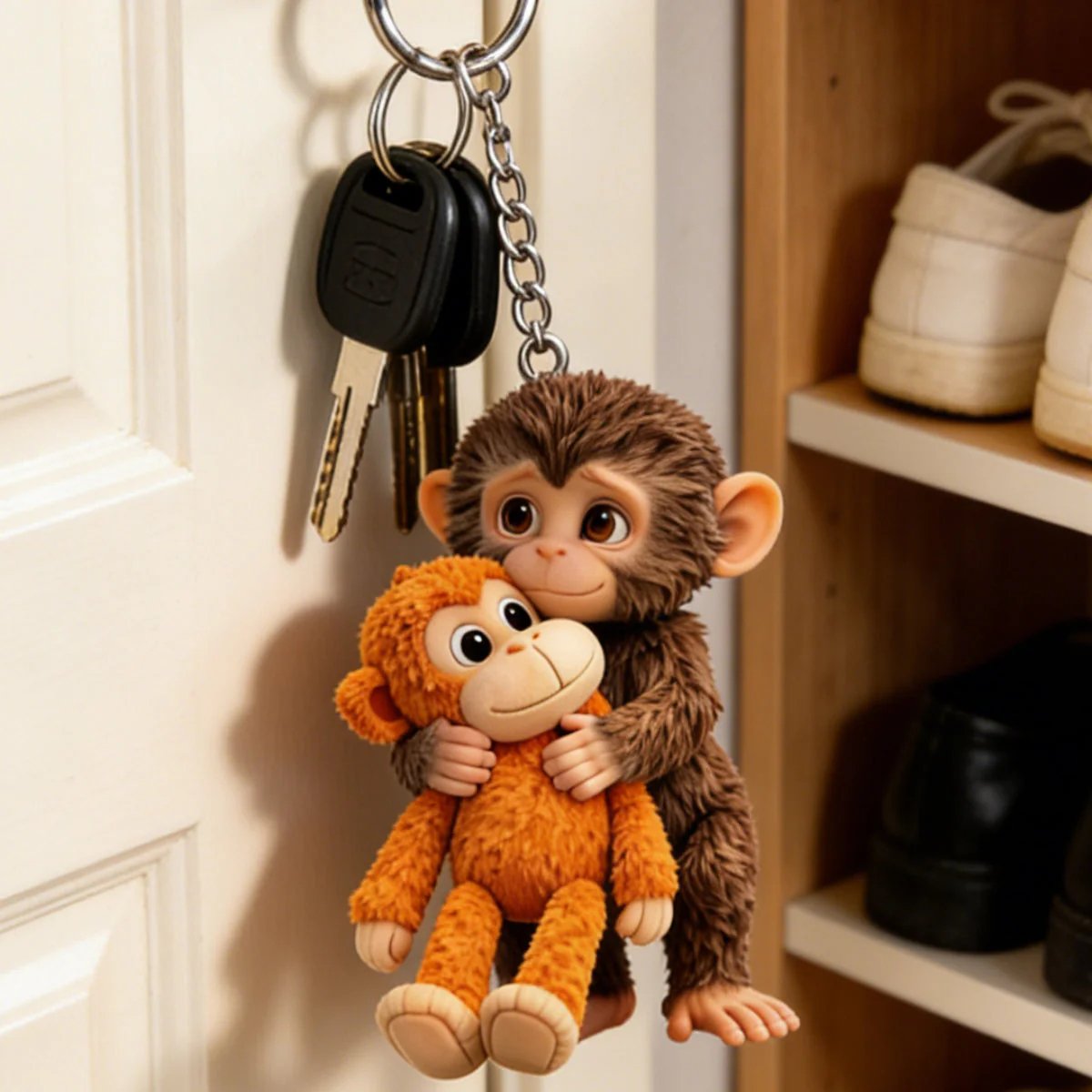 Monkey Hugging Monkey Acrylic Keychain -Gift For Family, Friends, Loved Ones--2D akrylmaterial