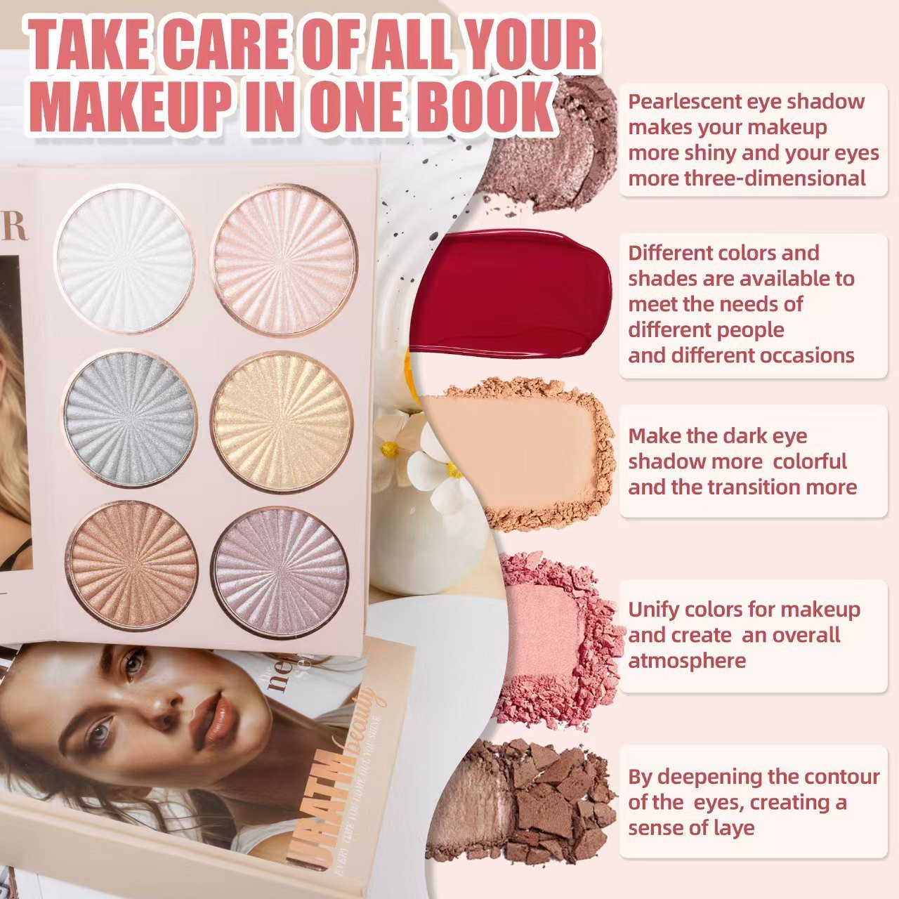 💄5-lagers makeup-palett i bokstil med 67 professionella nyanser