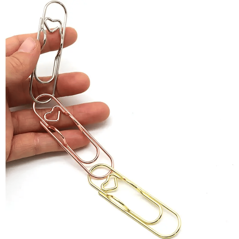6 st 3 färger hjärtformade pennklämmor metallpennklämmor multifunktionella roséguld silver kolstålsgem