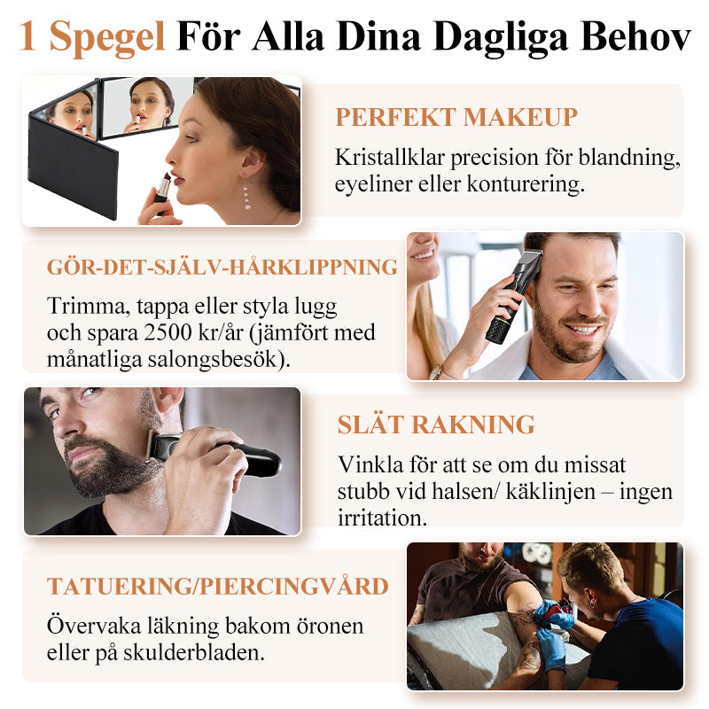 360° Vikbar Spegel för Självklippning och Makeup