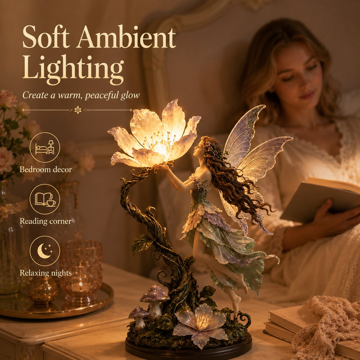 🌙 ✨ Fairy Flower nattlampa – modern dekorativ LED-lampa för mysigt hemutrymme✨3% rabattkod: NOR3