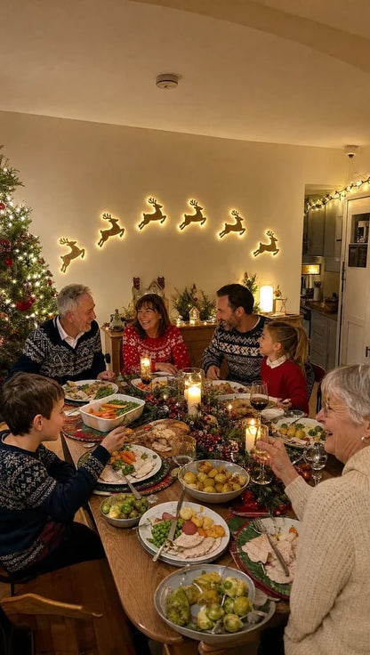 🎄 3D-glödande julgransdekorationer i trä (set med 14 delar) 🦌 Varm bakgrundsbelysning · Gnistrande sken ✨