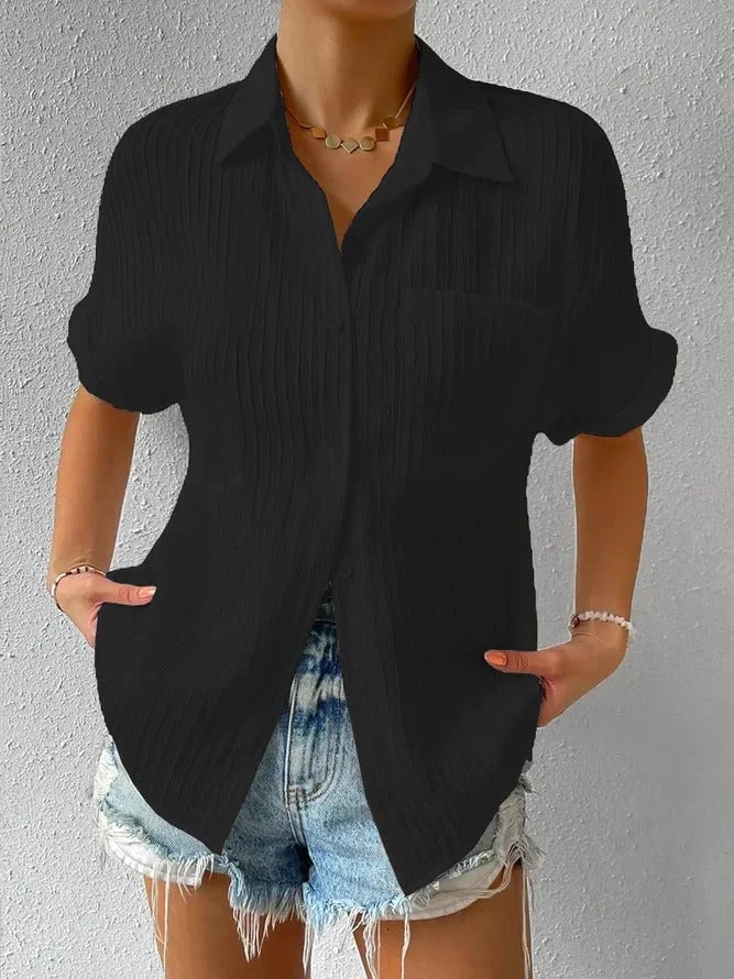 🔥🎁Nyhet 50 % RABATT🔥Skjorta Krage Casual Knäppt Lös Blus