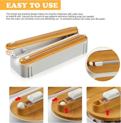 ✨3% rabattkod: NOR3✨Magnetic Cling Film Cutter – Kitchen Organizer for Foil and Cling Film; Wall-Mounted Holder Featuring Foil Cutting and Paper Towel Dispensing Functions