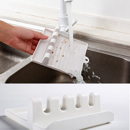 🔥Hot Selling⚡Kitchen Spoon Holders Fork Spatula Rack Shelf Organizer Plastic Chopsticks Holder Non-slip Spoons Pad