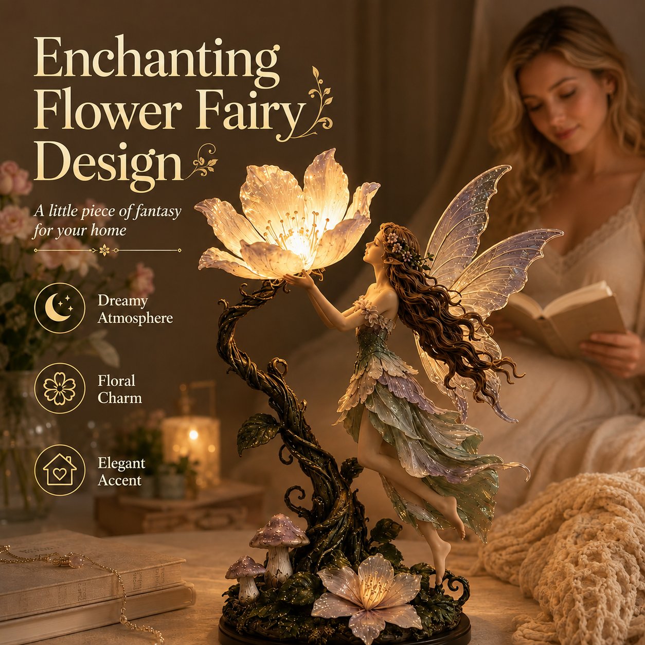 🌙 ✨ Fairy Flower nattlampa – modern dekorativ LED-lampa för mysigt hemutrymme✨3% rabattkod: NOR3