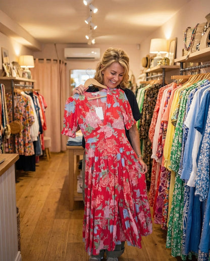 🌺Sommar rea 60% RABATT💐💃V-ringad blommig lös maxiklänning