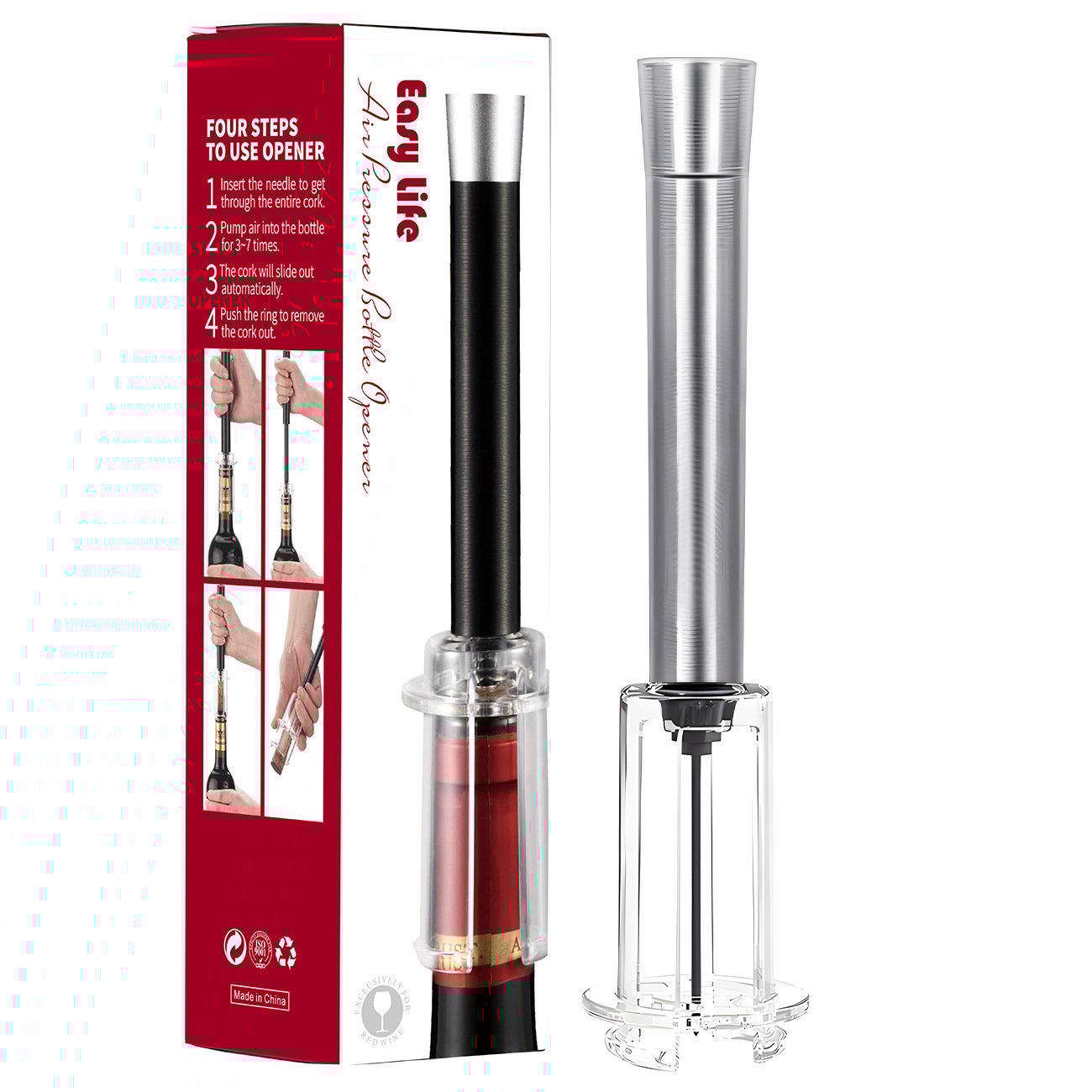 Air Pump Cork Remover Wine Bottle Opener Set