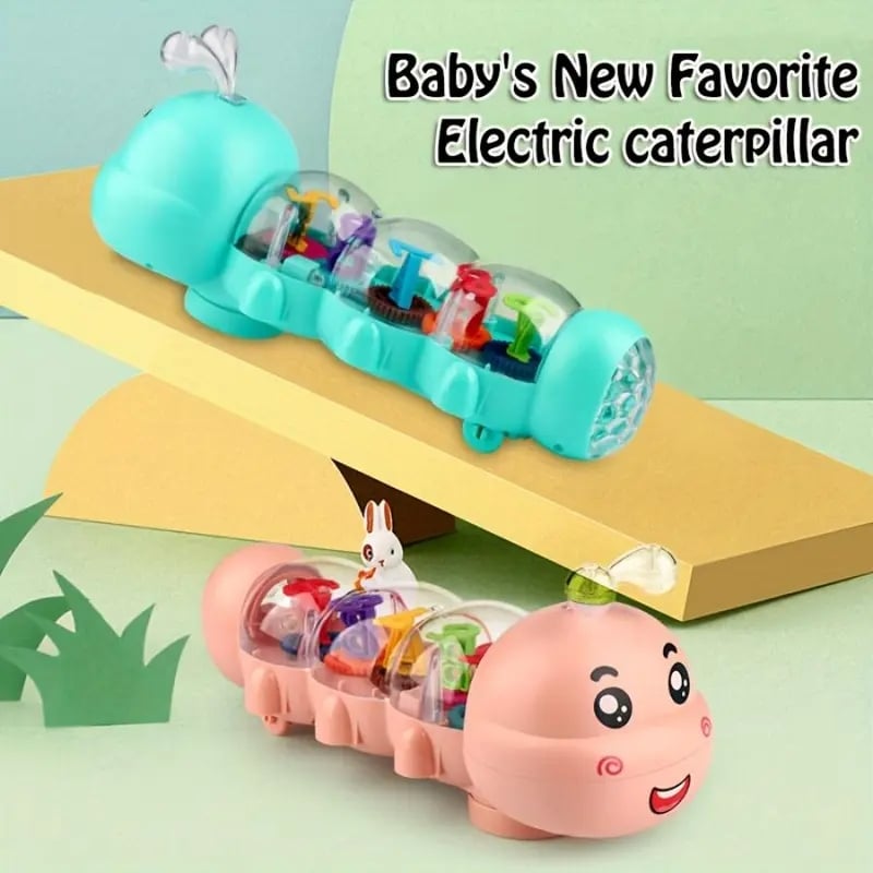 Crawling Toy, Caterpillar Design Tummy Time Toy with Light & Music Musical Light Up