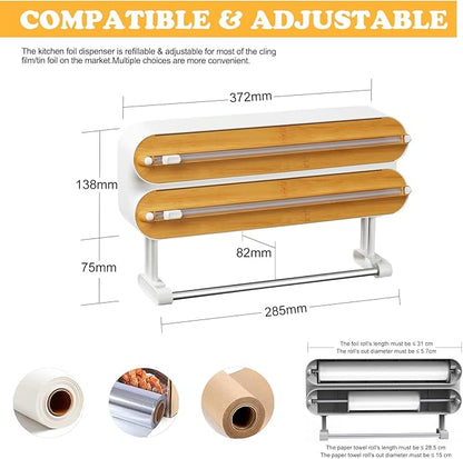 ✨3% rabattkod: NOR3✨Magnetic Cling Film Cutter – Kitchen Organizer for Foil and Cling Film; Wall-Mounted Holder Featuring Foil Cutting and Paper Towel Dispensing Functions