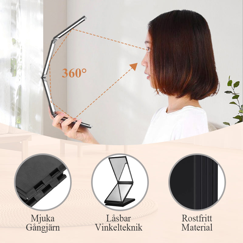360° Vikbar Spegel för Självklippning och Makeup