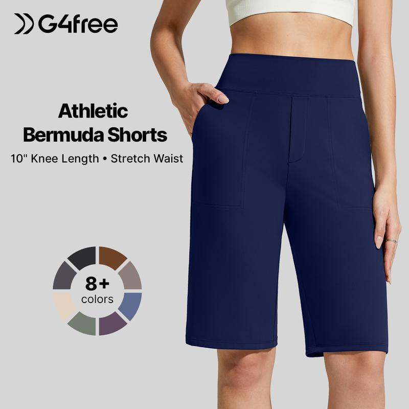 ⏰Sista dagens rea 49% RABATT🔥Dambermudashorts med fickor -👍Knälånga atletiska långshorts för vardagsbruk